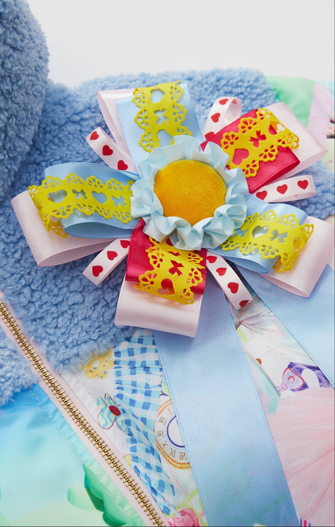 Toy Print Corsage Padded Down Jacket