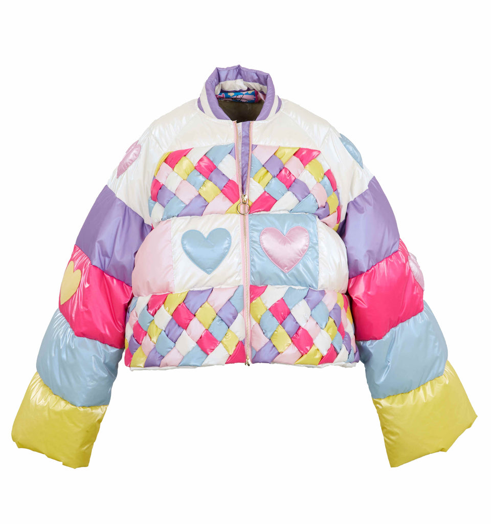 Heart Braided Feather down Puffer Jacket