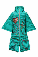 Load image into Gallery viewer, Green Embroidery Feather Down Cape Jacket