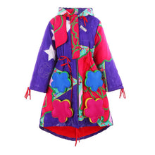 Load image into Gallery viewer, Floral Pocket Purple Rose Feather Down Jacket