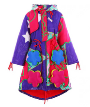 Load image into Gallery viewer, Floral Pocket Purple Rose Feather Down Jacket