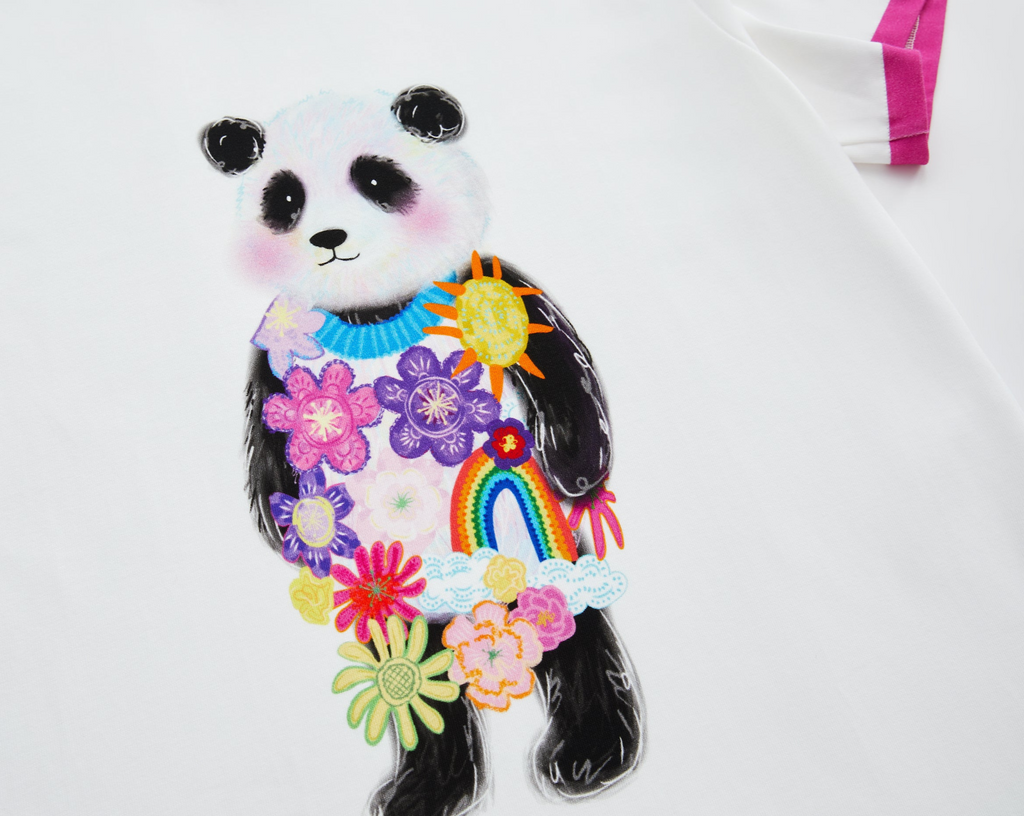 Panda T-shirt Rainbow Midi dress