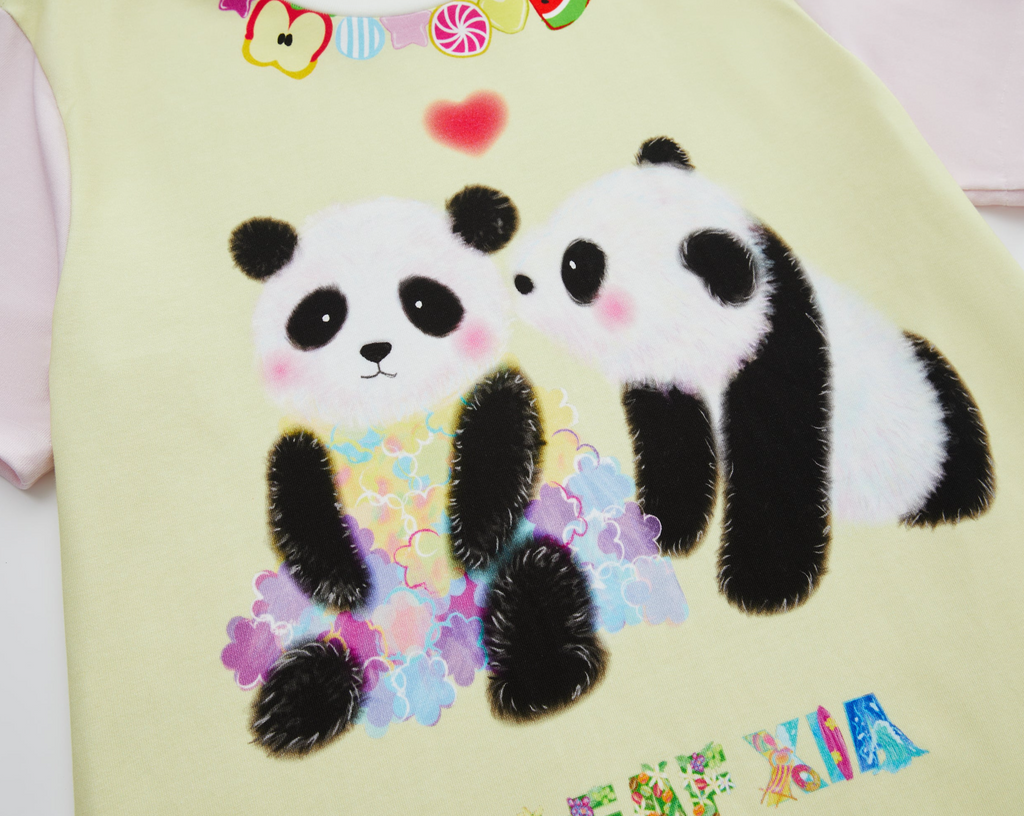 Fruit Necklace Panda T-shirt Midi dress