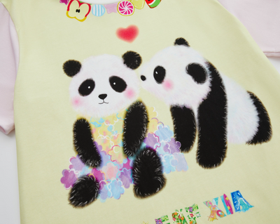 Fruit Necklace Panda T-shirt Midi dress