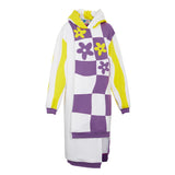 Purple&Yellow Flower Patch Hoodie Dress