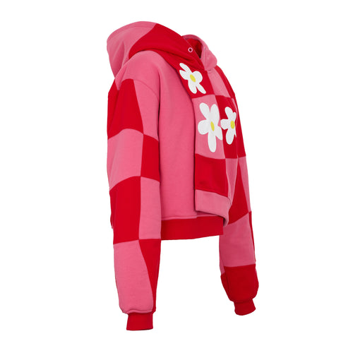 Cherry Pink Flower Patch Hoodie