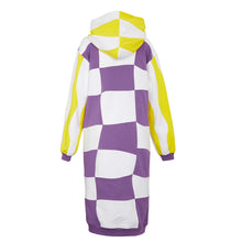 Load image into Gallery viewer, Purple&amp;Yellow Flower Patch Hoodie Dress