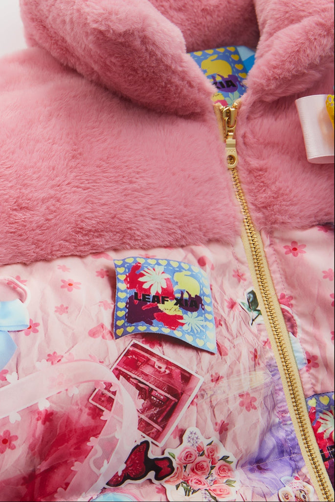 Collage Print Padded Down Jacket