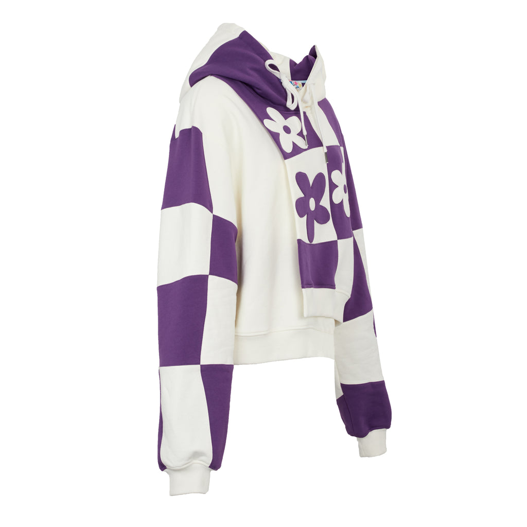 Purple&White Patch Flower Hoodie