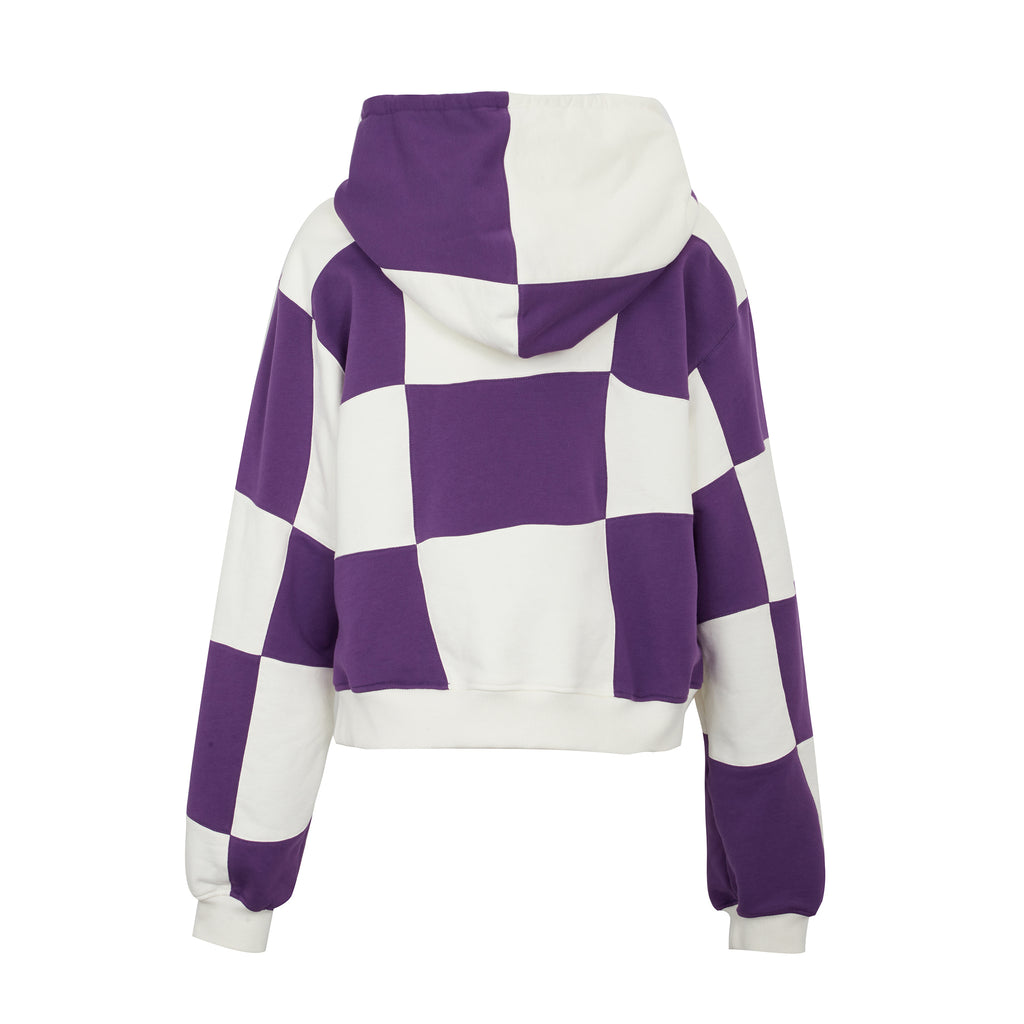 Purple&White Patch Flower Hoodie