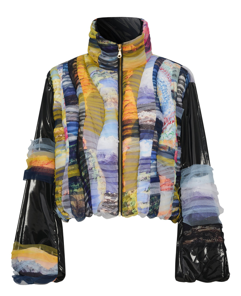 Shangri-la print Gauze Padded jacket