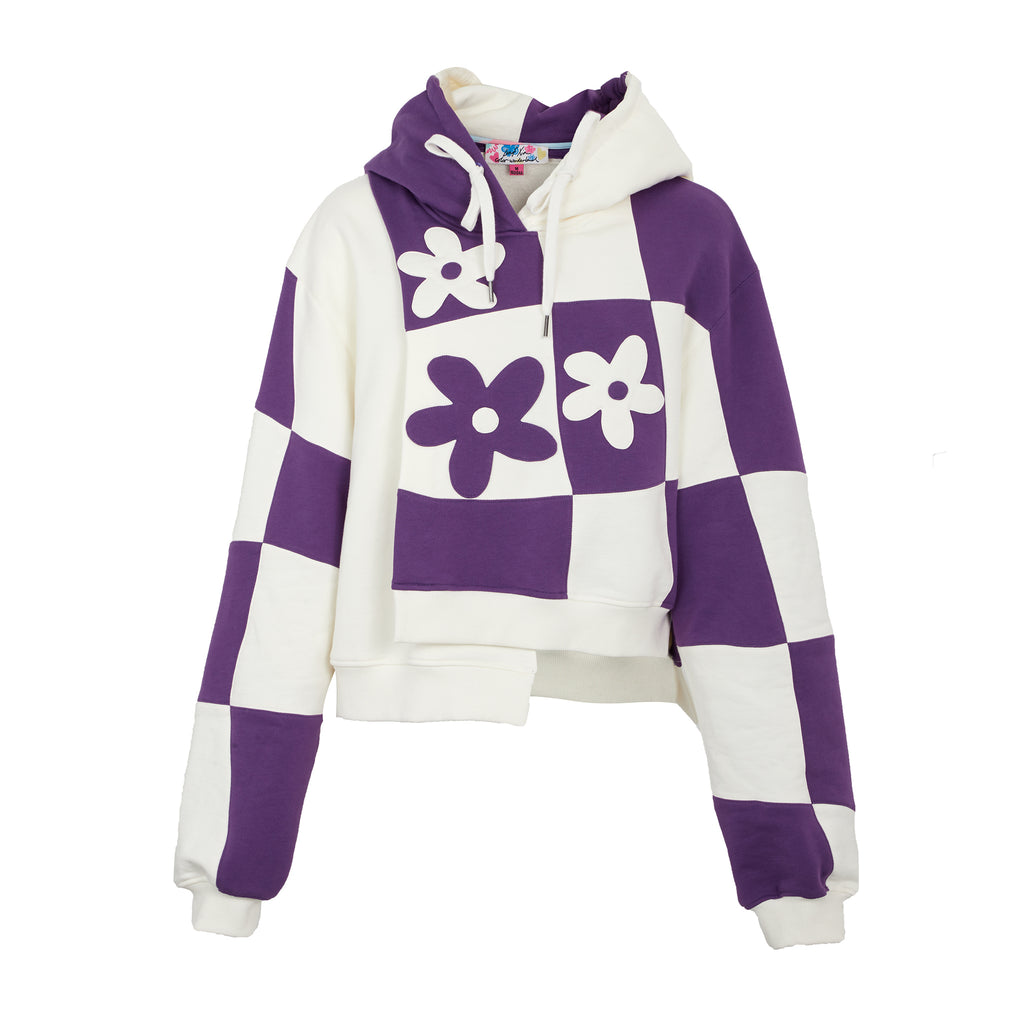 Purple&White Patch Flower Hoodie