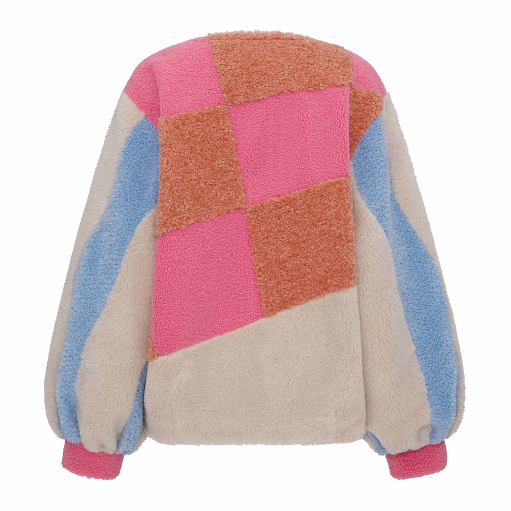 Color Patch Faux-fur Jacket