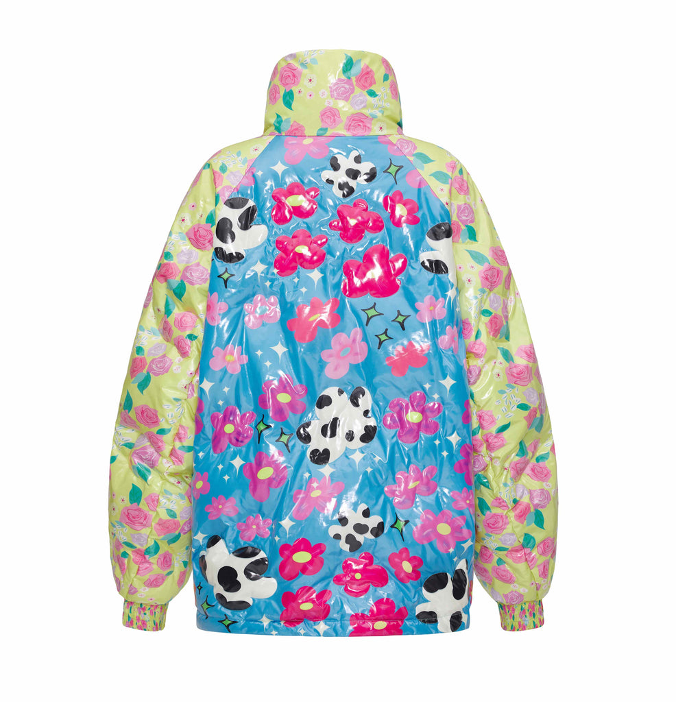 Floral Feather down Puffer Jacket