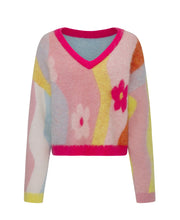 Load image into Gallery viewer, Color-trim Mohair-Blend Brushed Jumper