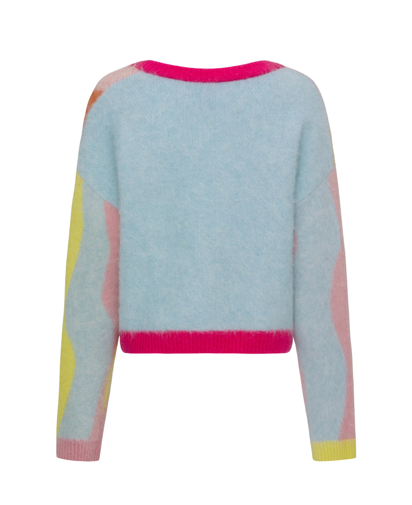 Color-trim Mohair-Blend Brushed Jumper