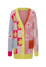 Load image into Gallery viewer, V-neck floral mohair cardigan