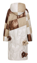 Load image into Gallery viewer, Asymmetric Coffee Floral Feather Down Jacket