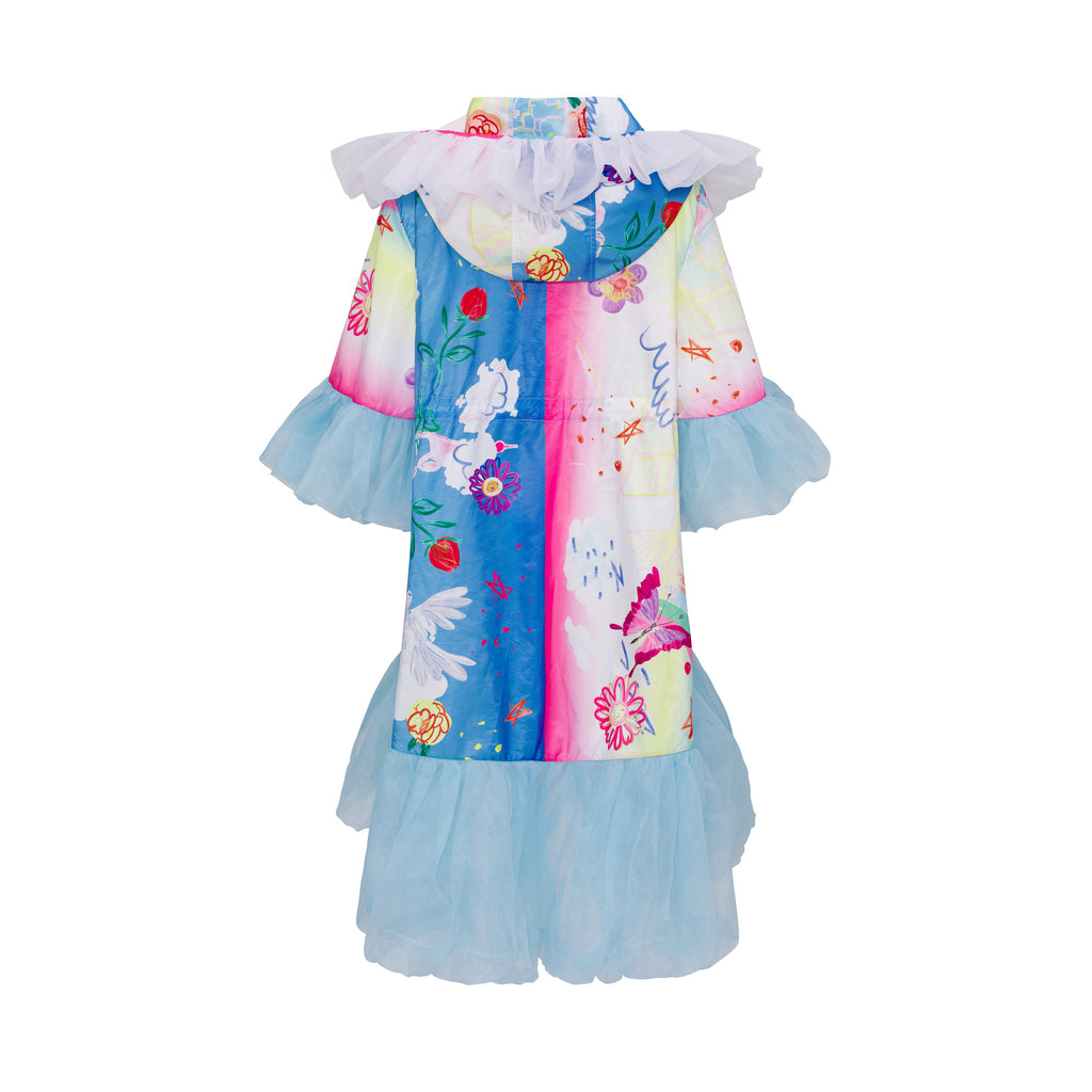 Cloud Print Ruffle Coat