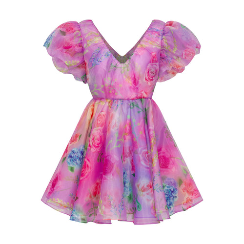 Purple Floral Midi Dress
