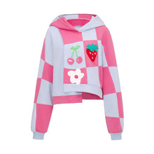 Load image into Gallery viewer, Blue&amp;Pink Patch Cherry Hoodie