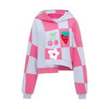 Blue&Pink Patch Cherry Hoodie