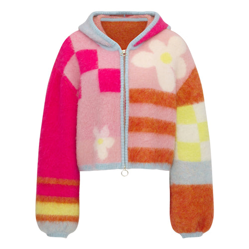 Zip-up mohair hoodie