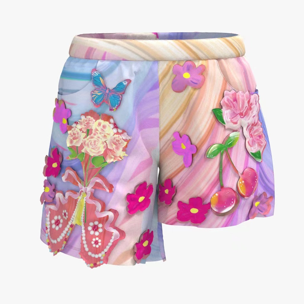 Floral rainbow shorts