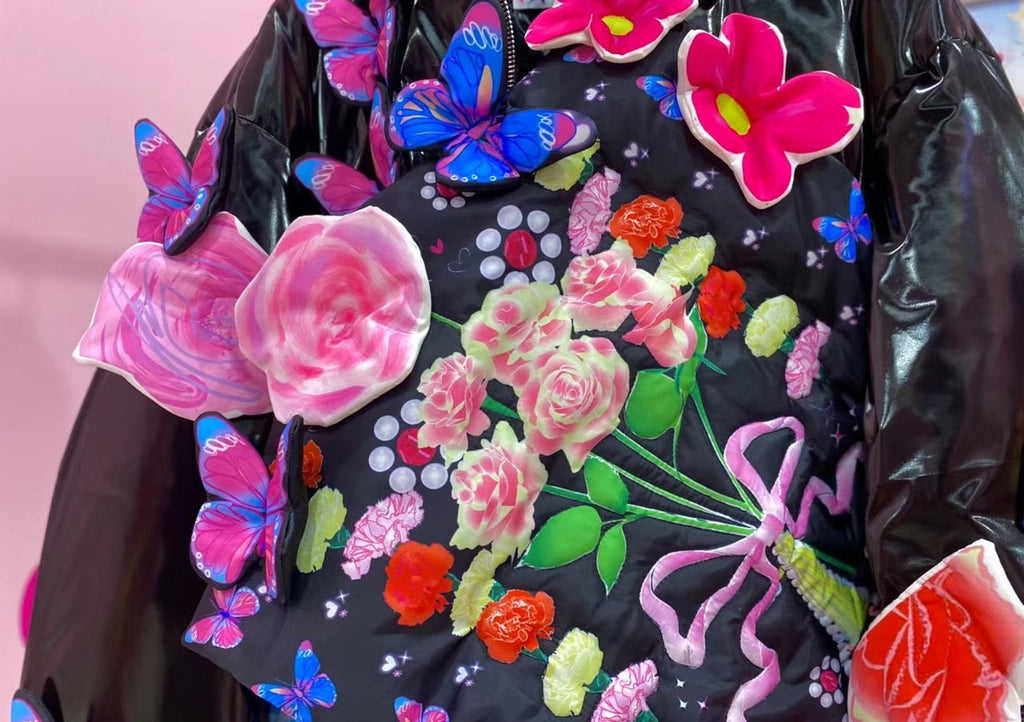 Floral Butterfly  Padded Jacket