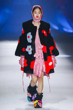 Load image into Gallery viewer, Flower spliced puff-sleeves faux-fur coat