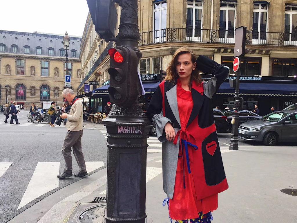 Black&Red Patch Wool Blazer