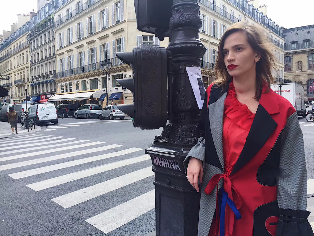 Black&Red Patch Wool Blazer