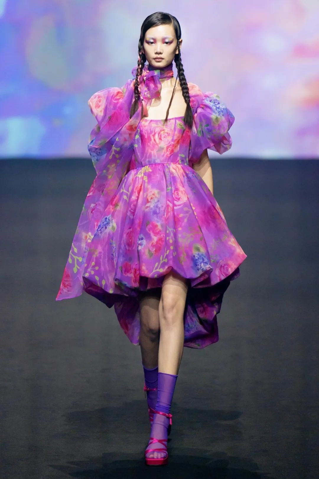purple floral midi dress Purple Floral Midi Dress – leafxiashop