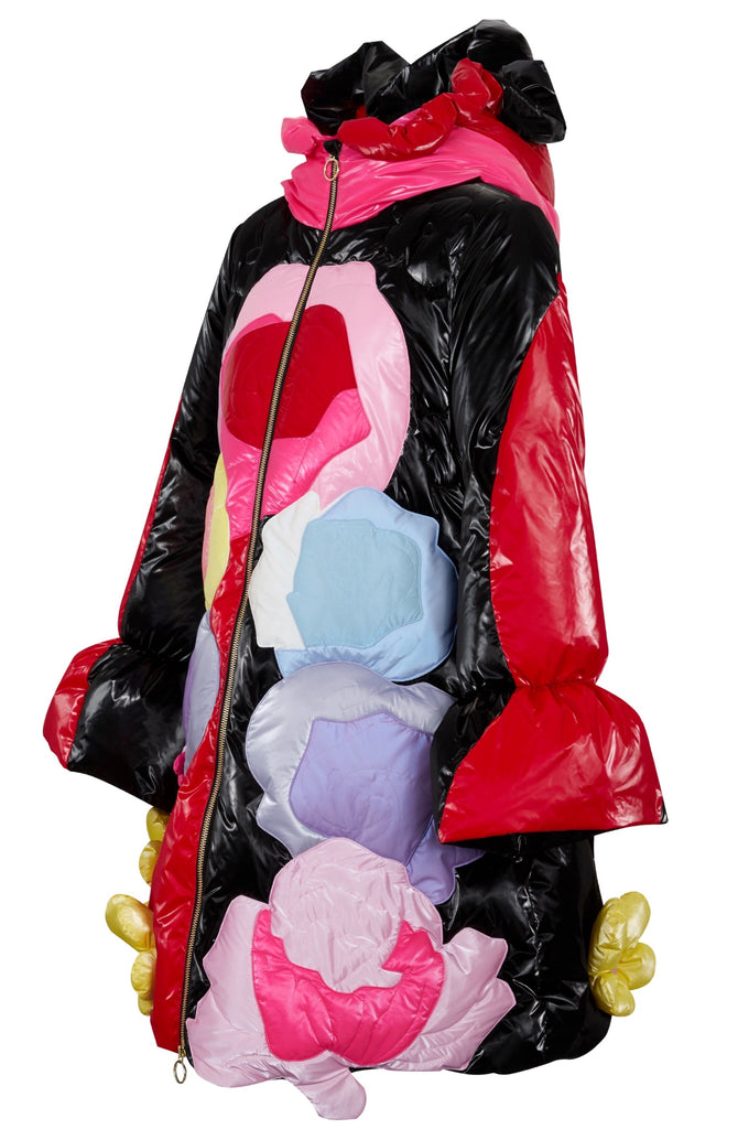 Rose Hooded feather down jacket