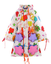 Load image into Gallery viewer, Floral Pocket Long Down Hooded Jacket