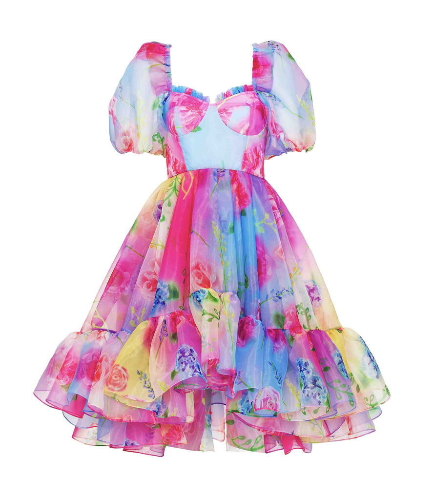 Multicolor Ruffle Midi Dress