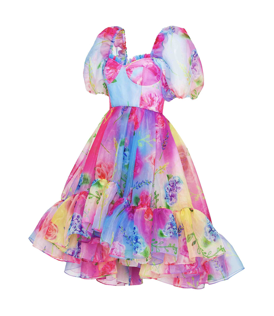 Multicolor Ruffle Midi Dress