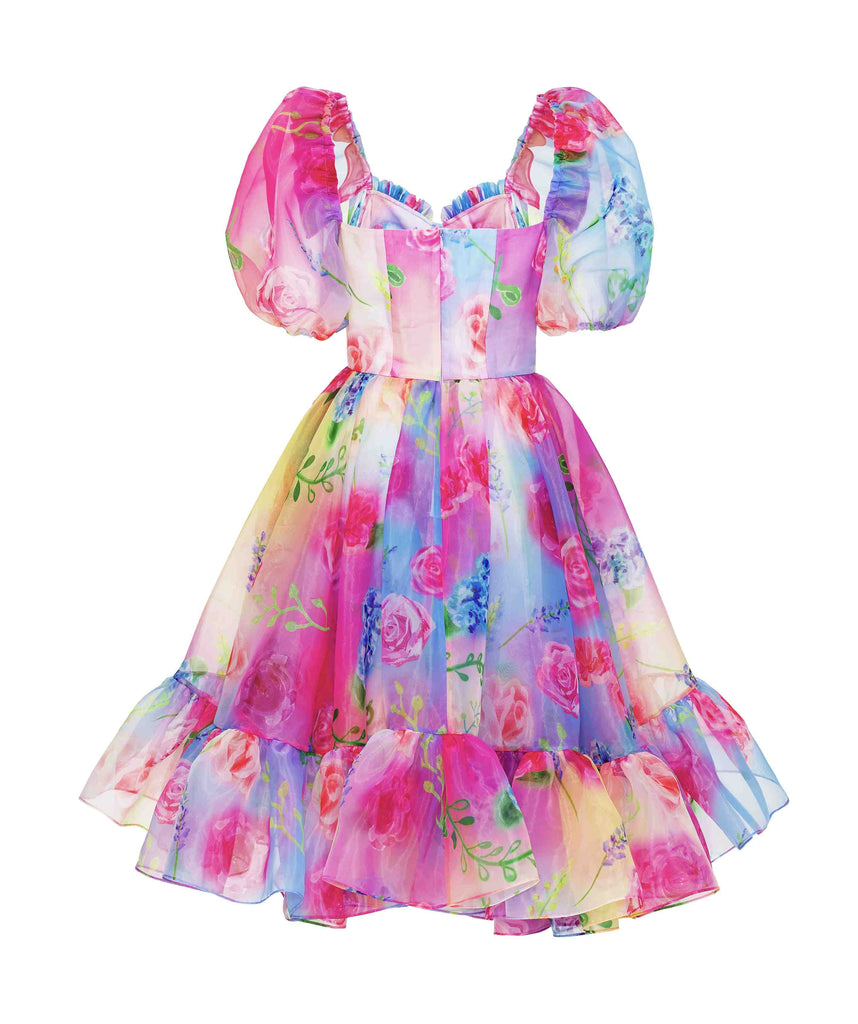 Multicolor Ruffle Midi Dress