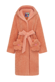 Orange Flower Hooded Faux-Fur Coat