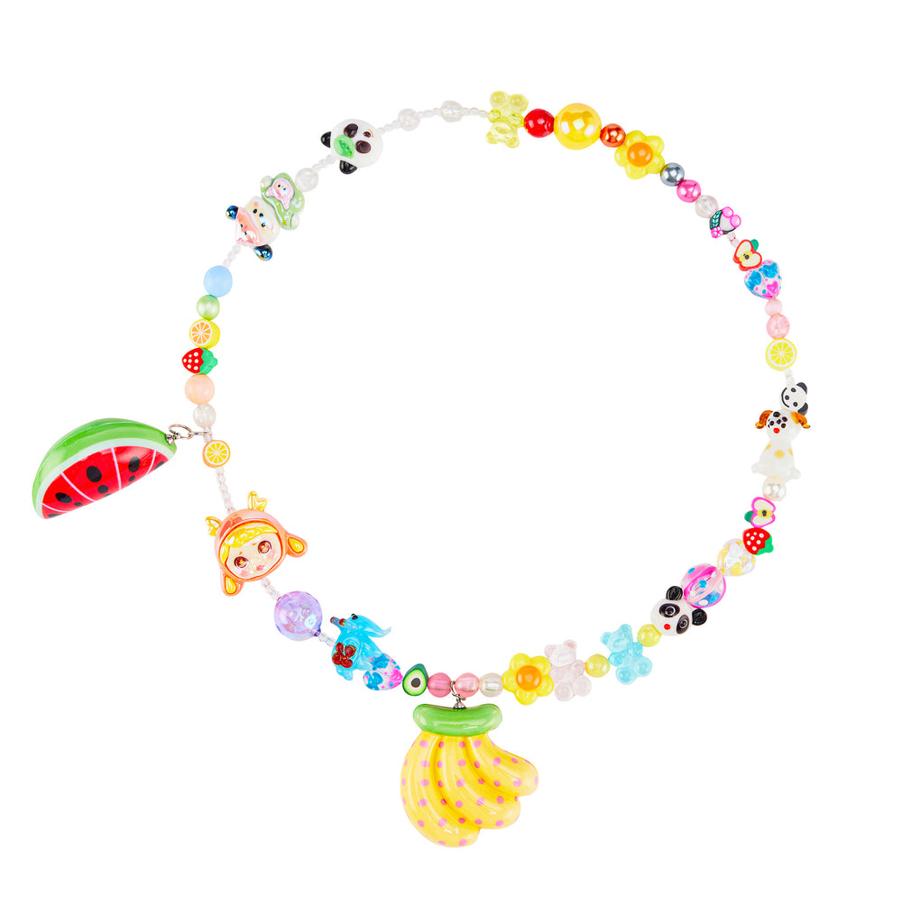 Watermelon Banana Charm Necklace