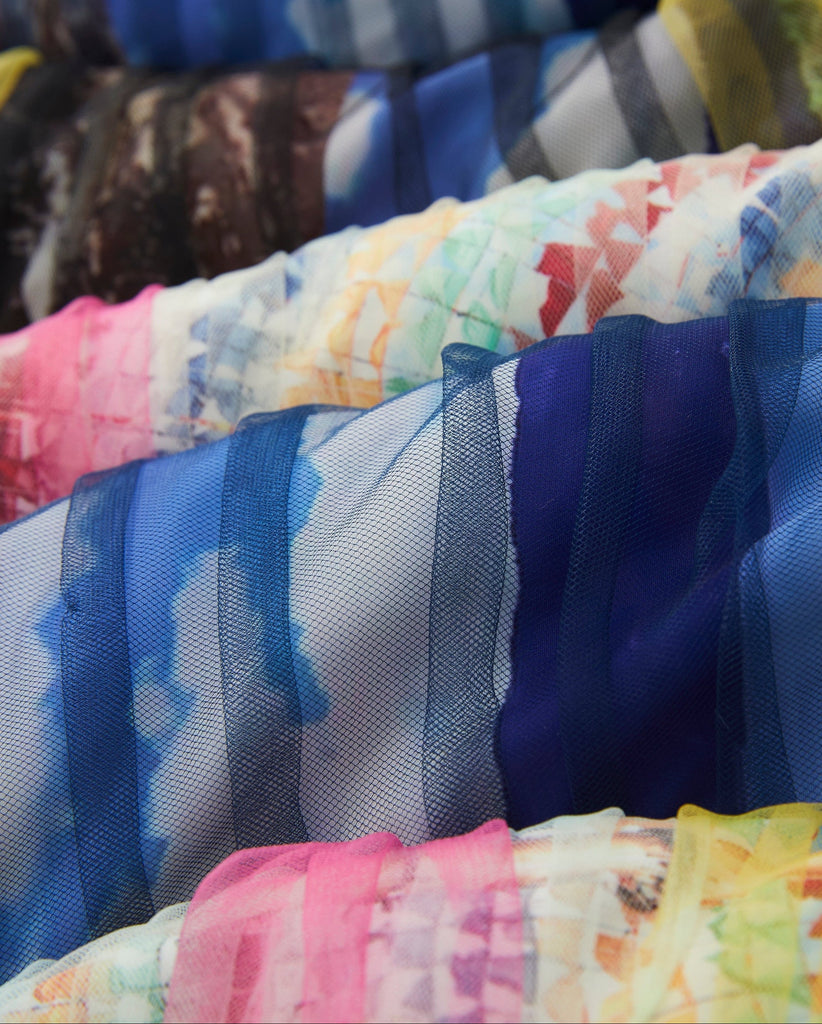 Shangri-la print Gauze Padded jacket