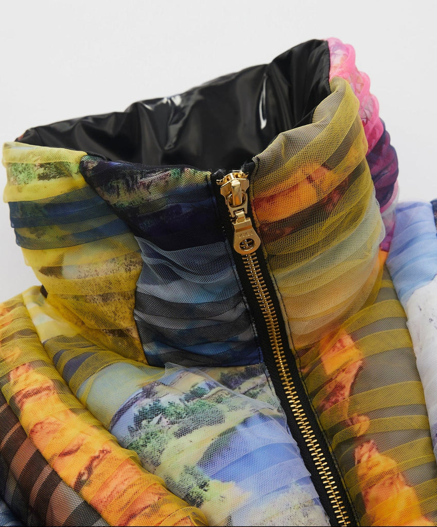 Shangri-la print Gauze Padded jacket