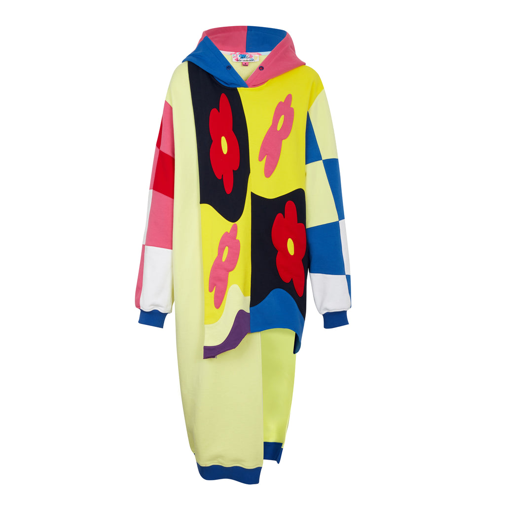 Color Block Patch Hoodie Dress