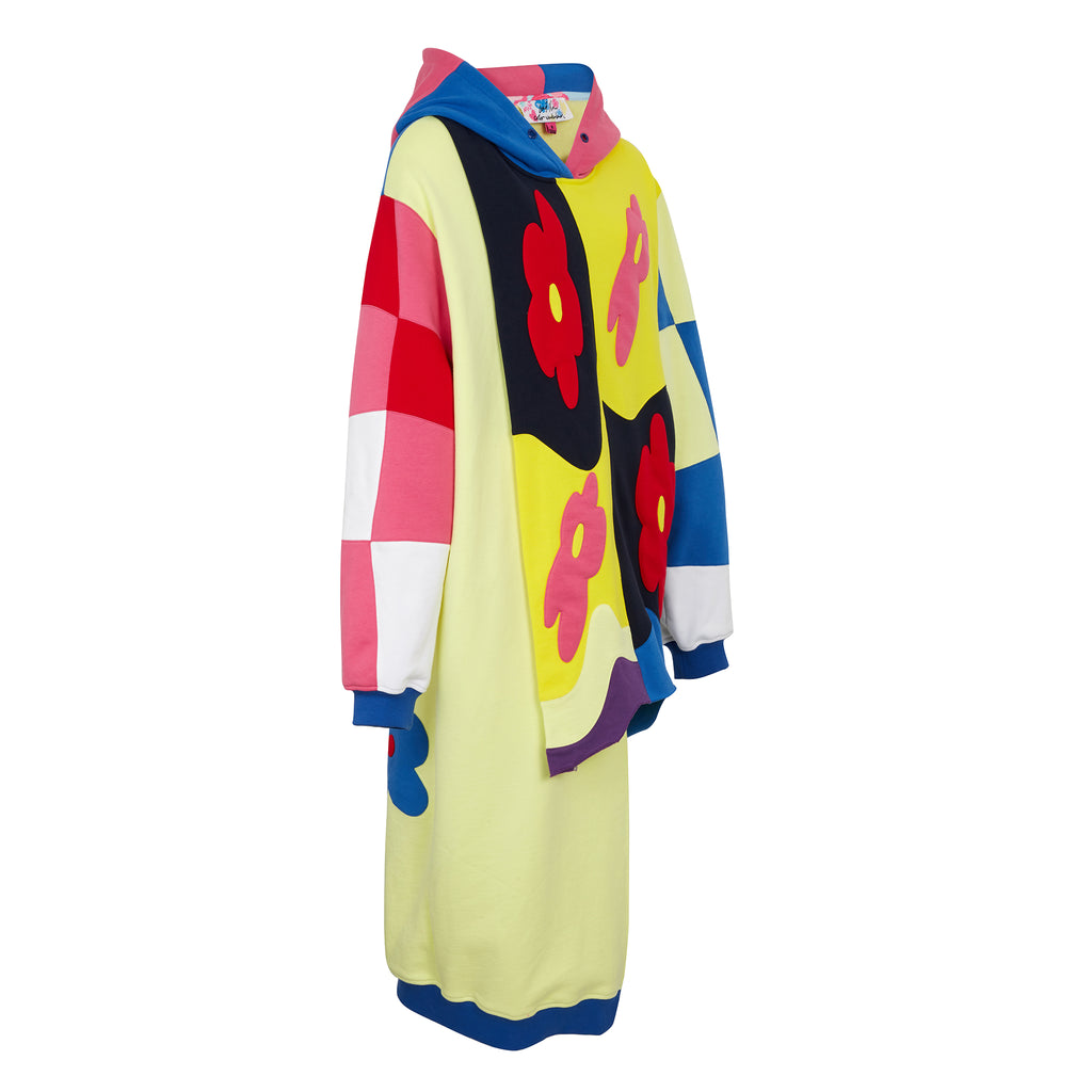 Color Block Patch Hoodie Dress