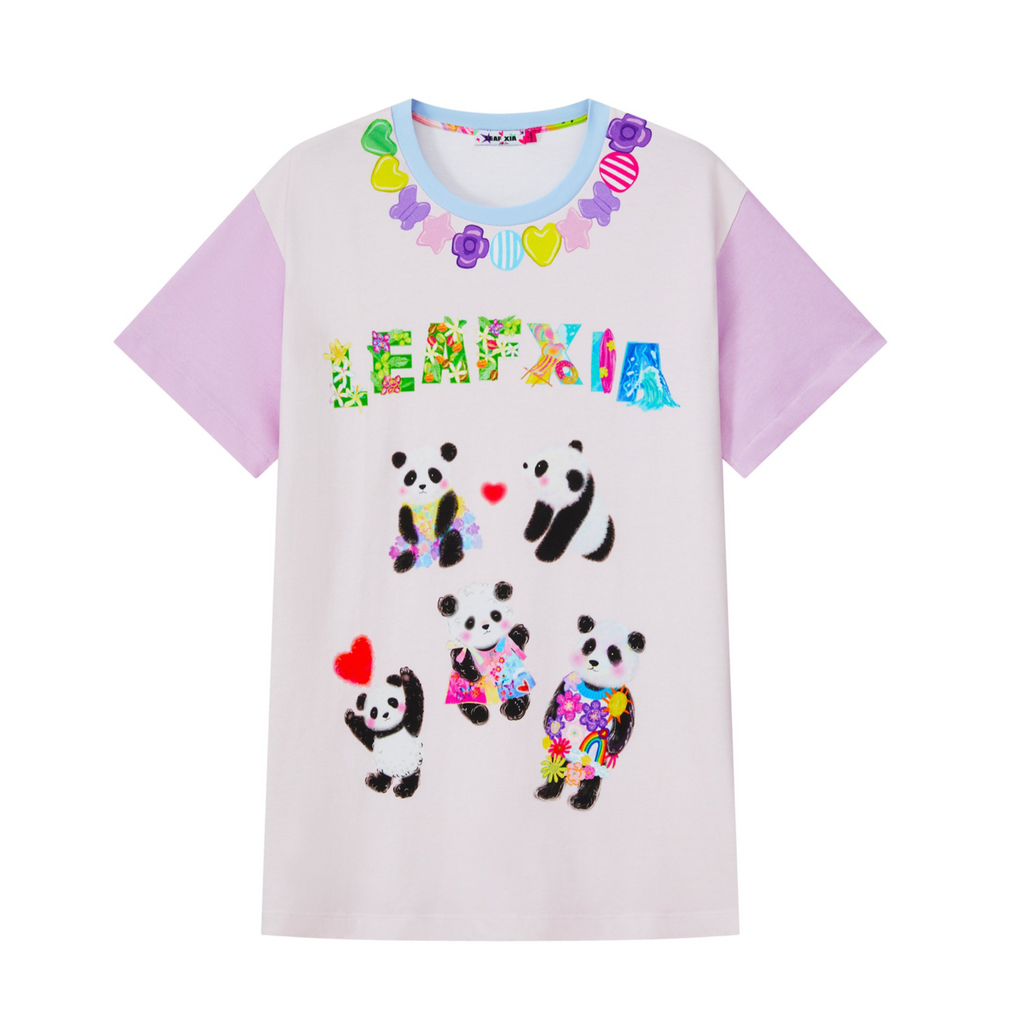 Candy Necklace Panda T-shirt Midi dress